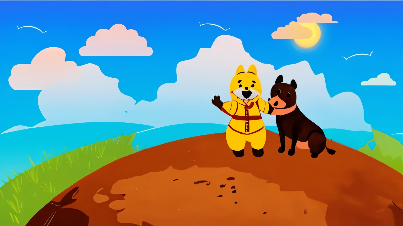 Tattoo of a Rottweiler The tattoo should be simple with silhouettes, the Rottweiler should be next to a sitting on his back looking at the horizon and the dog looking at the horizon very similar to the image of the little prince and the fox