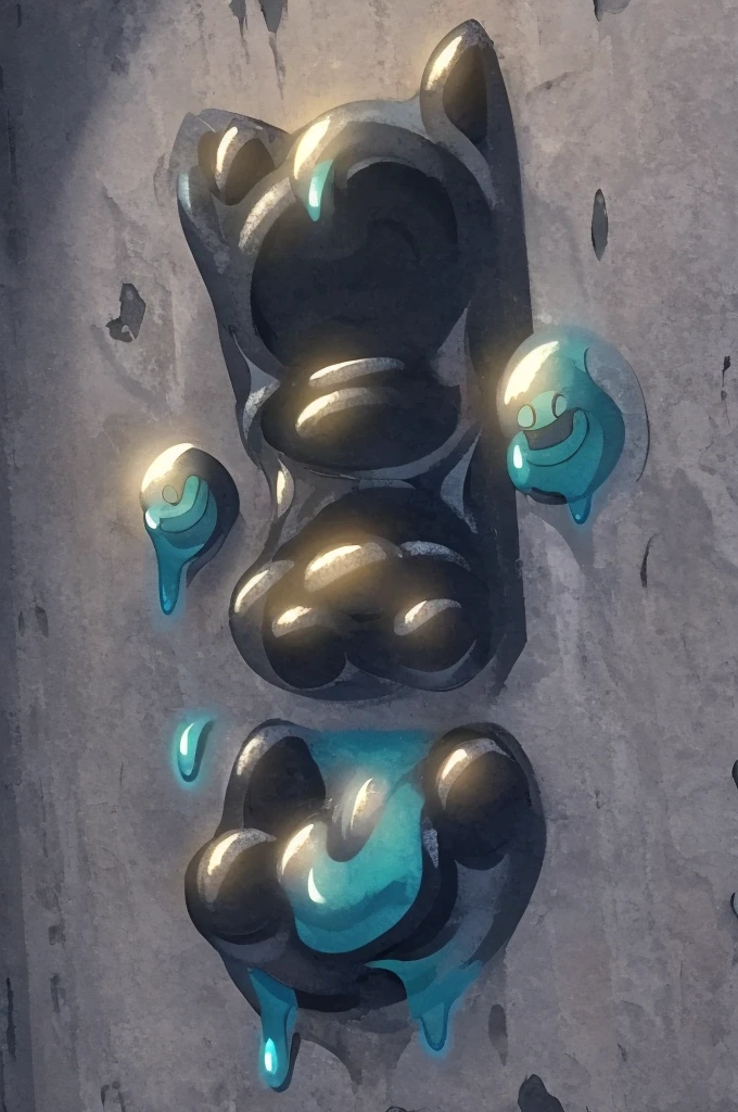 Black Cat,no eyes,Tattoo on the crotch,Trapped in a wall of slime,Gray slime,melt