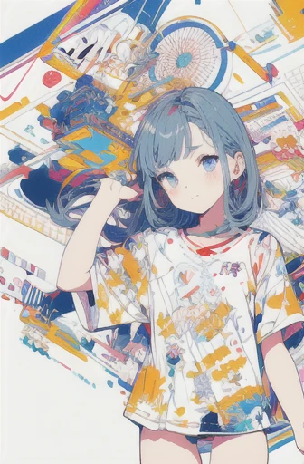 leaning back with hands out in the air,girl、high school girl、(masterpiece, highest quality, official art:1.2), (flat color:1.5),(colorful),looking at the viewer,1 girl,alone, white background, ,(2D:1.5) ,NSFW