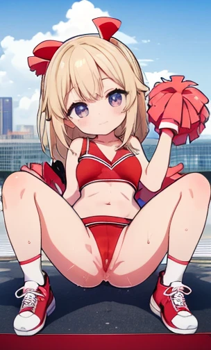 ((Authentic quality:1.5)),((American)),(highest quality), 1 person,wonderful ,blush,Smile of shame,((Child :1.5)),((135 cm:1.5)),(((((Browsing Caution))))),(nude),((A little lazy)),(Sneakers),(spread Pussy)),(((Smile))),((Japanese Idols)),(((Pussy/vagina))),(spread her Pussy),(Uterus,Urethra),(Spread your legs,Pussy focus:0.5),((difficult)),Spread your legs, I'm about to be raped, wet Pussy, Grab the leg,((Tokyo Megacity:1.3)),((Sexy White Red Cheerleader Costume:1.5)),Sports half tank top,,((Cute droopy eyes)),