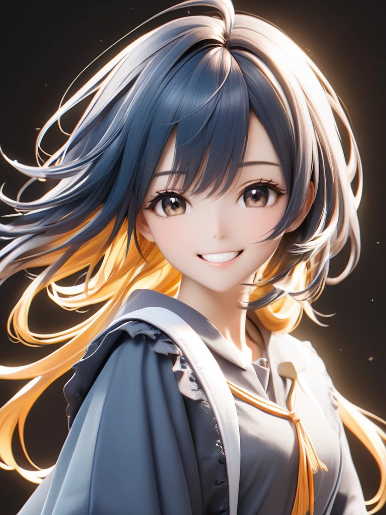 3D figure, (masterpiece:1.2), (best quality),(ultra detailed),(extremely detailed),(absolutely resolution) ,absurdres,8k,
BREAK, 1girl, solo, gradation hair, messy hair, grin,