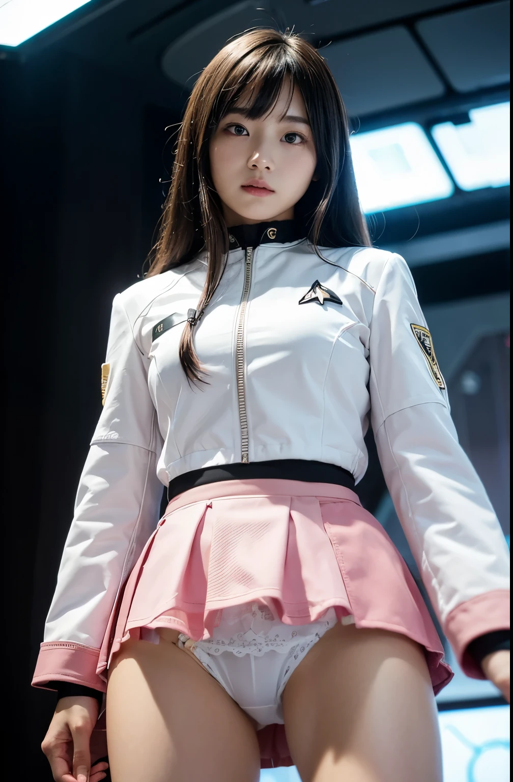 White undercoat with lots of frills、White panties with lots of frills all over them、Lots of floral patterns