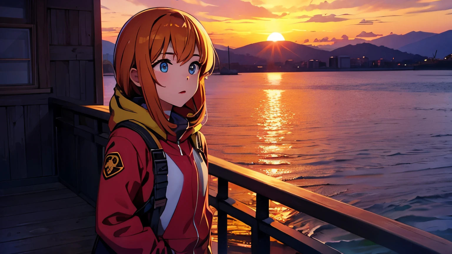 girl Sunset bicycle
