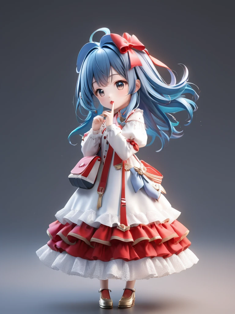 3D figure, cute and bautiful, simple and flat background, (masterpiece:1.2), (best quality),(ultra detailed),(extremely detailed),(absolutely resolution) ,absurdres,8k, 
BREAK, 1girl, solo, gradation hair, messy hair, blowing kiss, 