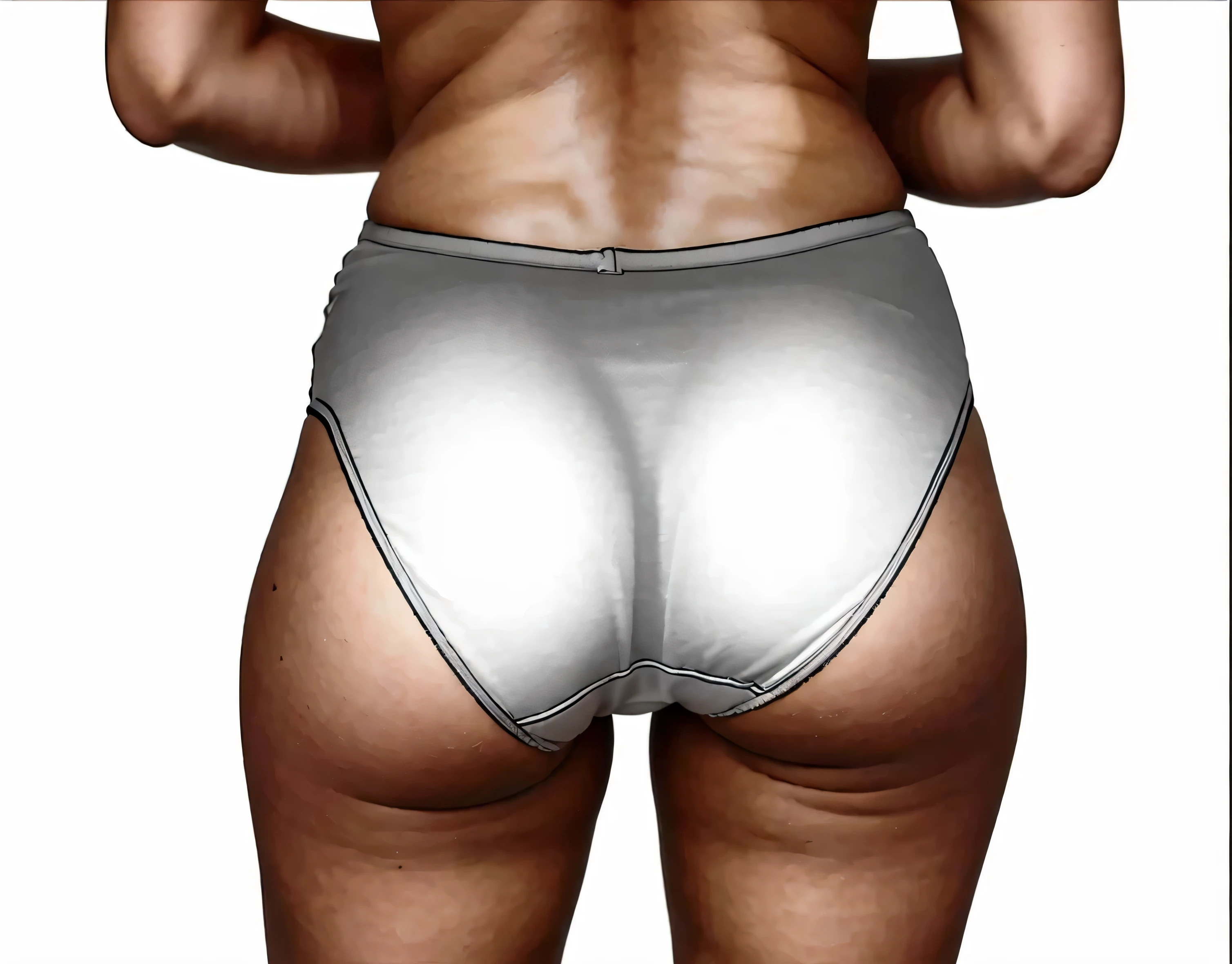 ((masterpiece, best quality)), ((30 year old)), (((Curvy))), ((Black woman)), in ((white cotton fullback panties)), ((Big butt)), ((cropped shot)), (((photo realistic)))