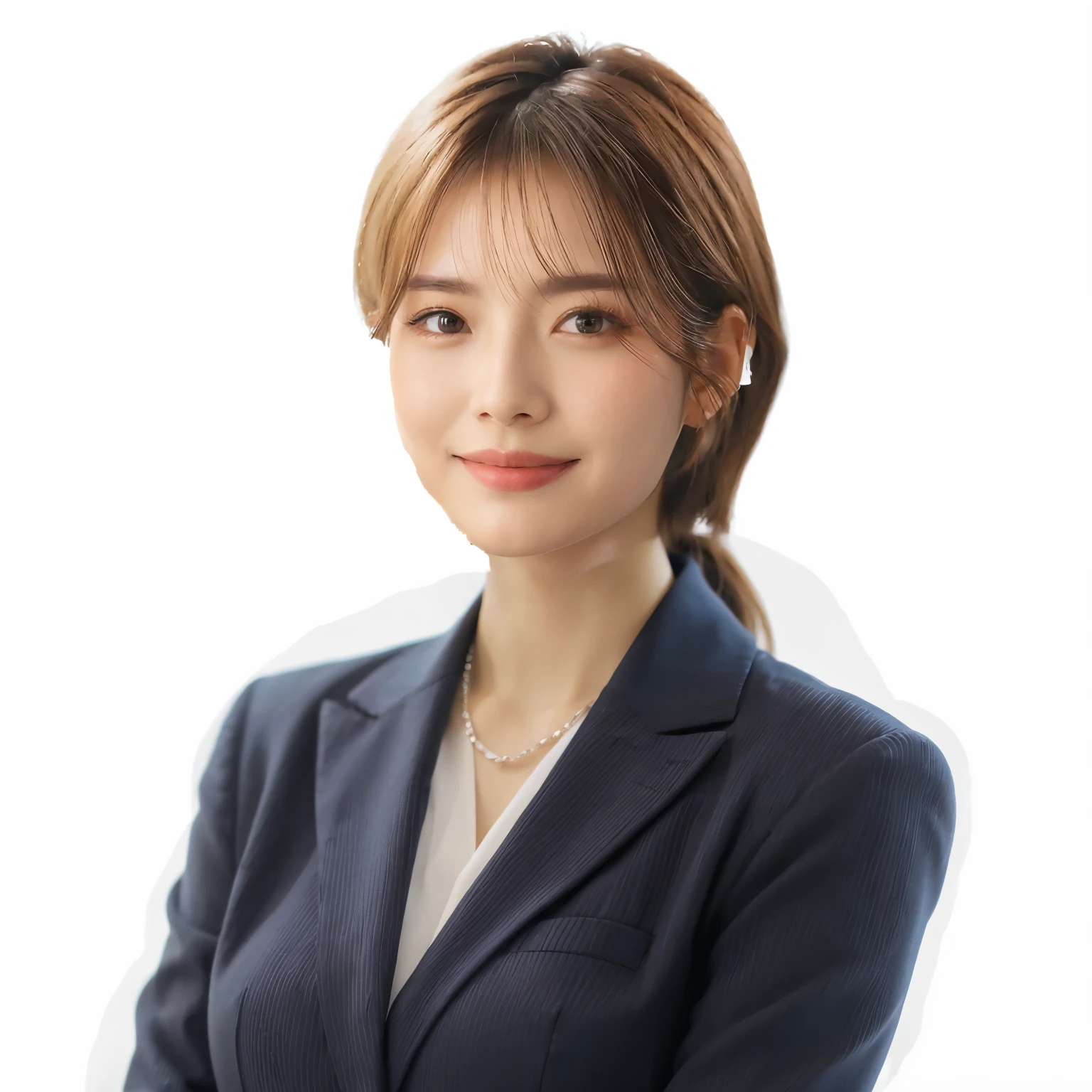 A stylish suit worn by a career woman
