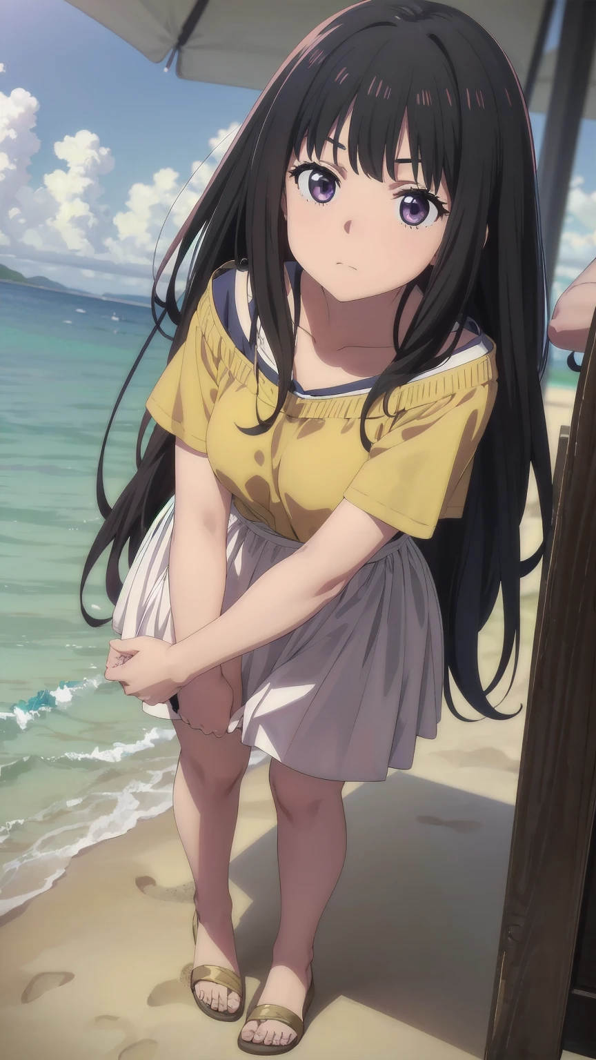 highest quality,masterpiece,Black Hair,Nudist Beach,Completely naked,,Nipples,Pussy,Classmate,More than one person,School trip,Embarrassing