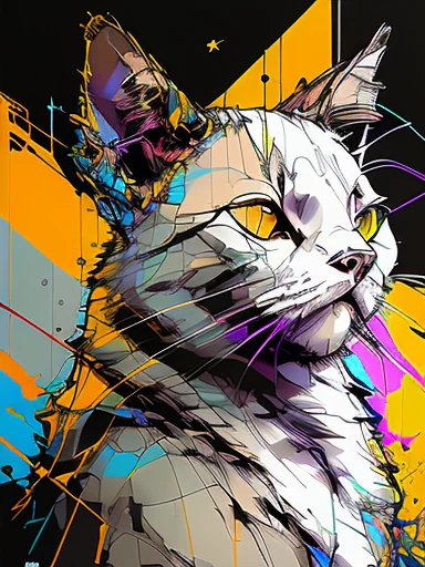 nvinkpunk, (masterpiece, highest quality:1.2), High resolution/high contrast,Splash Art, Abstract surreal colors, Popular geometric surrealism, Rainbow Dreams Colorful Stag, beautiful, 8k、White background
