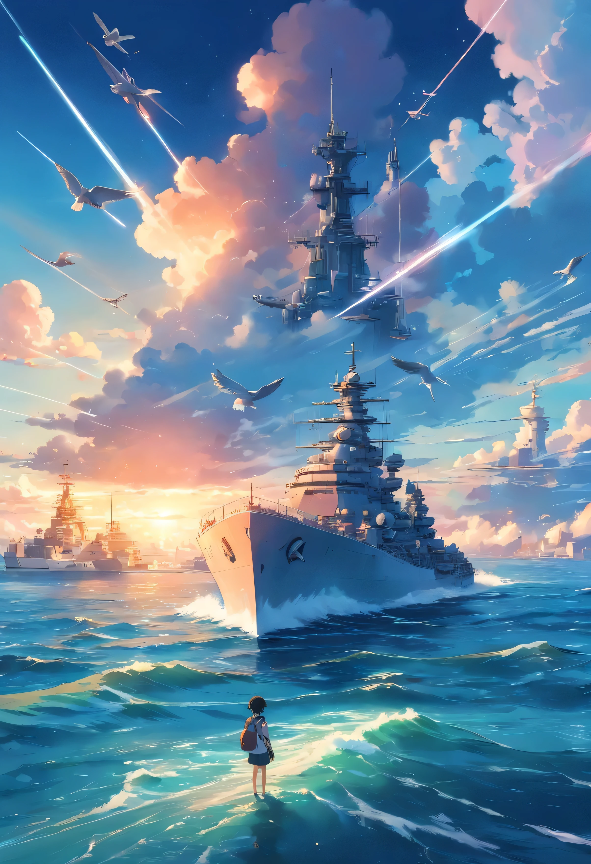 Open sea, Seagull, Space Battleship, Large Group