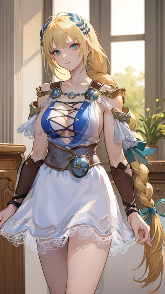 (masterpiece, highest quality:1.3), Sophitia Alexandra, Soul Calibur, Golden Hair, Braid,