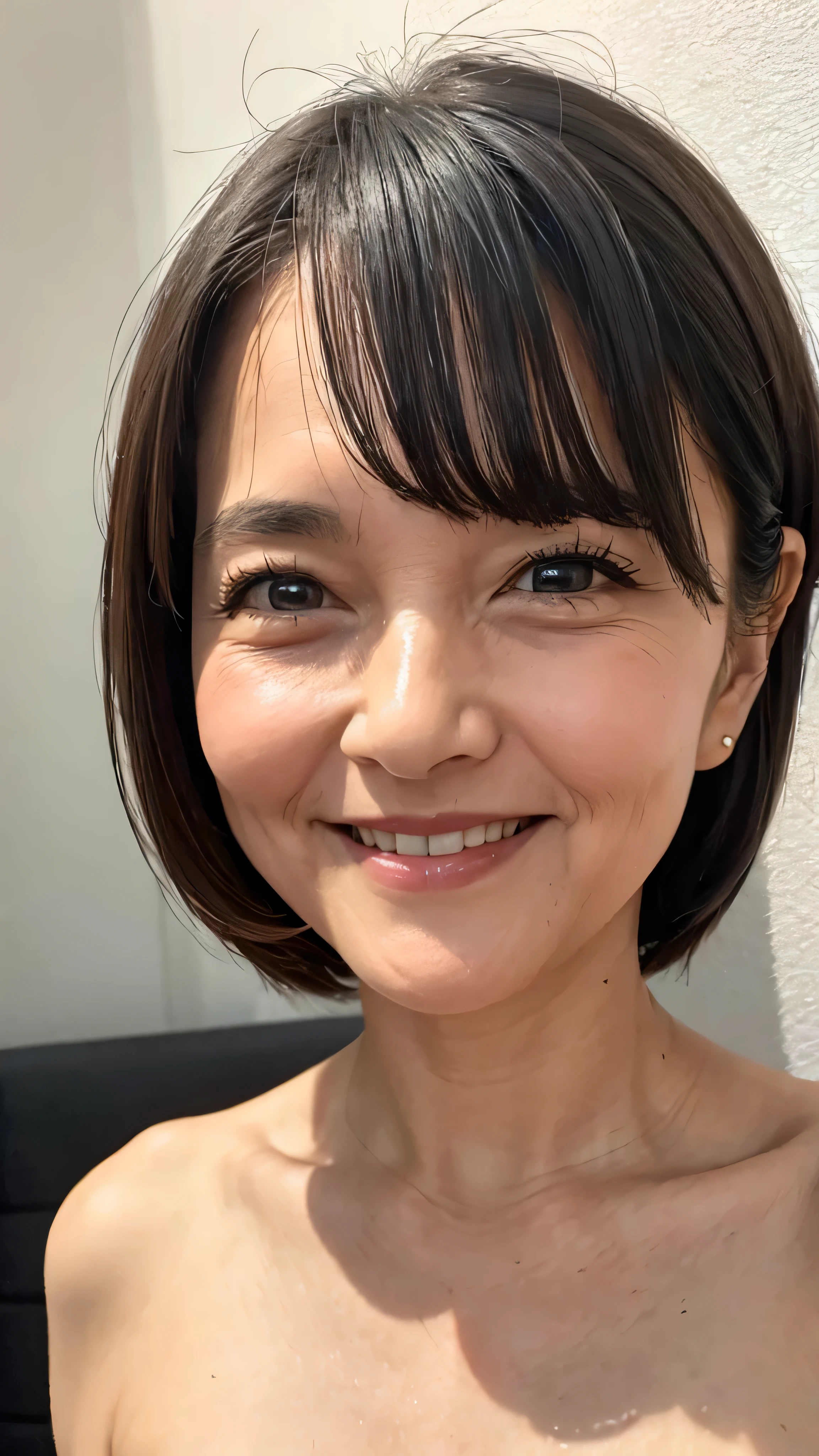 (Masterpiece:1.4),(67-year-old woman:1.4),(Wrinkles on the face1.25),smile,nude,sexy pose