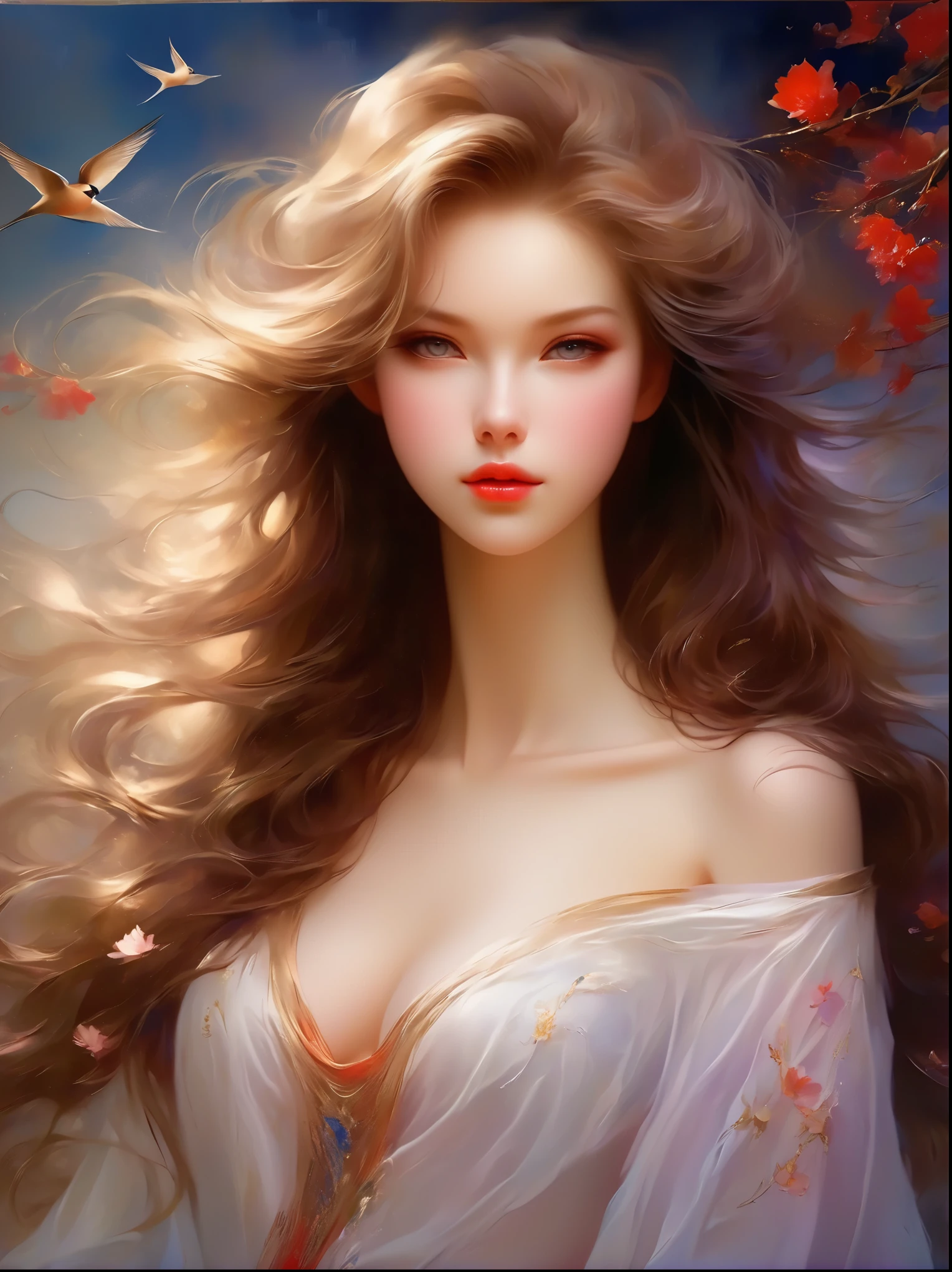 (masterpiece，Best quality:1.2)，1girl，solo，(whole body:1.3)，She is slender，Light as a swallow，Even wearing simple clothes can&#39;t hide her elegance，她的曲线起伏如masterpiece大自然的雕琢，The perfect combination of plumpness and slenderness，Amazing her beauty