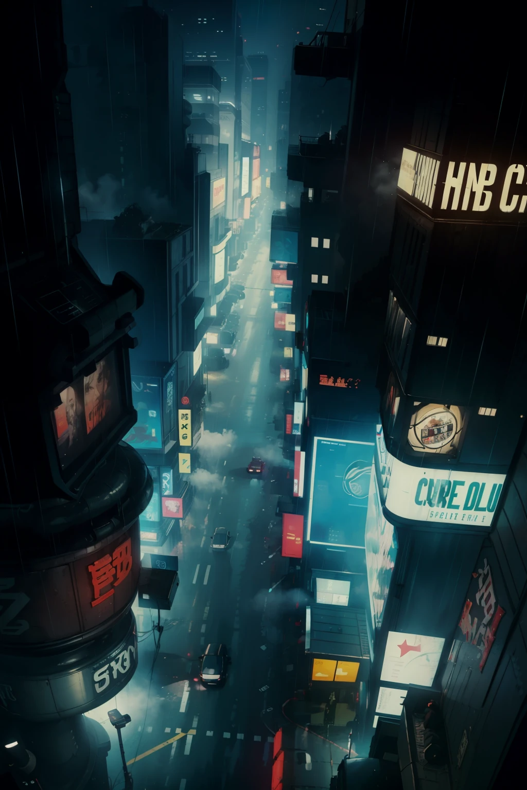 ((highest quality)), ((masterpiece)), (be familiar with), (High definition), (Accurate), (Realistic), (Cinematic), (Best Shadow), (Low contrast), (8K), Perfect Face, ((SYD MEAD style)), manga、mangaデザイン、Storyboard、Frame division、1 Female, Black Hair, very short hair, ((Blue Eyes)), (Replicant), (On the run:1.2 )、Wearing a hooded raincoat、Hollow Eyes、(Scramble crossing), Being chased by the police、The car is jammed、The drone is flying、congestion, congestion, Decadent Future City, NEO TOKYO, A.D.2051, (steam:1.2), It's raining white, evening, (Close-up of face)、Bust Shot