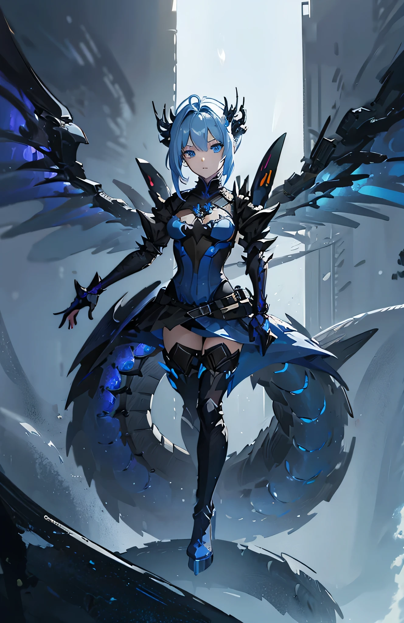 Anime girl with dragon wings, Dragon Girl, From Arknights, Queen of Dragons, Devil Anime Girl, Detailed digital anime art, Anime Monster Girl, Detailed anime art, artstation pixivでトレンド, Blue scales covering her chest, the Dragon Girl portrait, Dragon Queen, Detailed Key Anime Art, Detailed Anime Character Art, Blue armor with a dragon motif