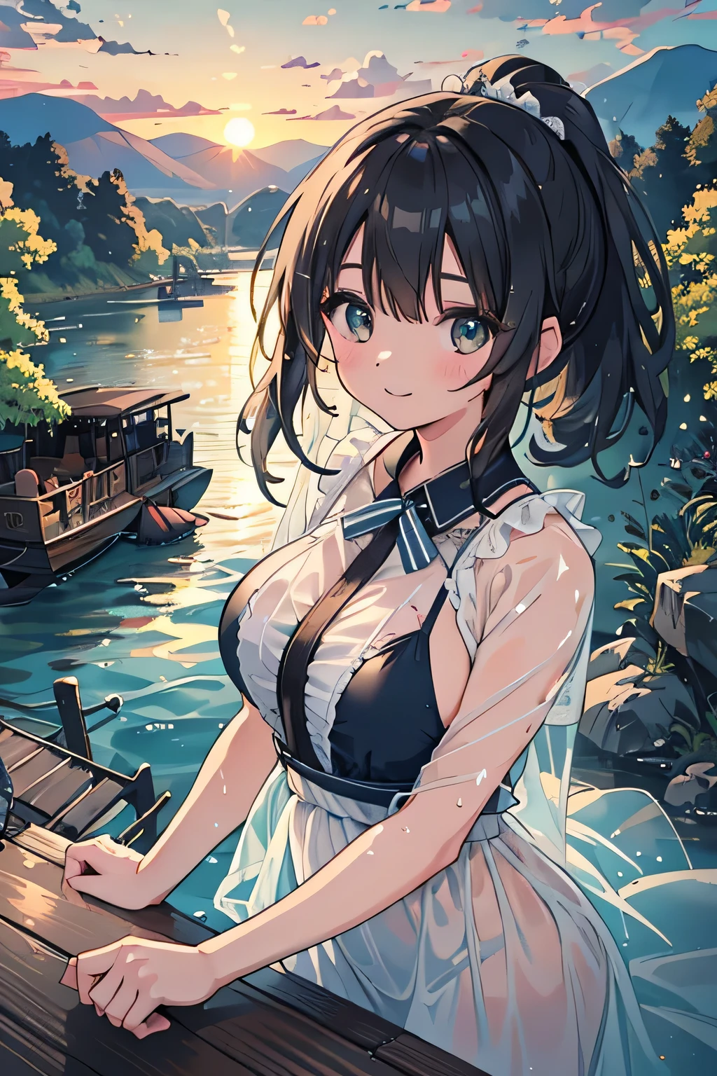 (highest quality:1.4)、(High resolution)、Detailed Background、(Beautiful face in every detail:1.4)、Anatomically correct、(Draw the usual number of fingers:1.2)、(Detailed facial expressions)、Beautiful, smooth skin、Beautiful age girl、(Three Women:1.2)、(Huge breasts:1.3)、brown hair、Black Hair、ponytail、Long Hair、Realistic、Perfect body line、cute、Cute gestures、Cowboy Shot、
Cut-out design swimsuit、Since you may get wet, wearing a chiffon cover-up will help you look sexy and stay comfortable.、See-through dress、Wear a bikini under a one-piece、The dress becomes transparent when wet、
(Woman enjoying river boat ride:1.5)、
This is one of the most popular spots for rafting on the Colorado River..、
Enjoy the spectacular views surrounded by overwhelming nature.、
Letting yourself go with the flow of the river、A unique experience with spectacular views of the surrounding rocky mountains.。.、
Down the river at dusk, You can enjoy the beautiful view of the sunset reflected on the river surface..、
Not only can you experience the natural beauty and historical value of the area,, You can also experience adventure.、Enjoy the bounty of nature、Enjoy a relaxing time on board、cute