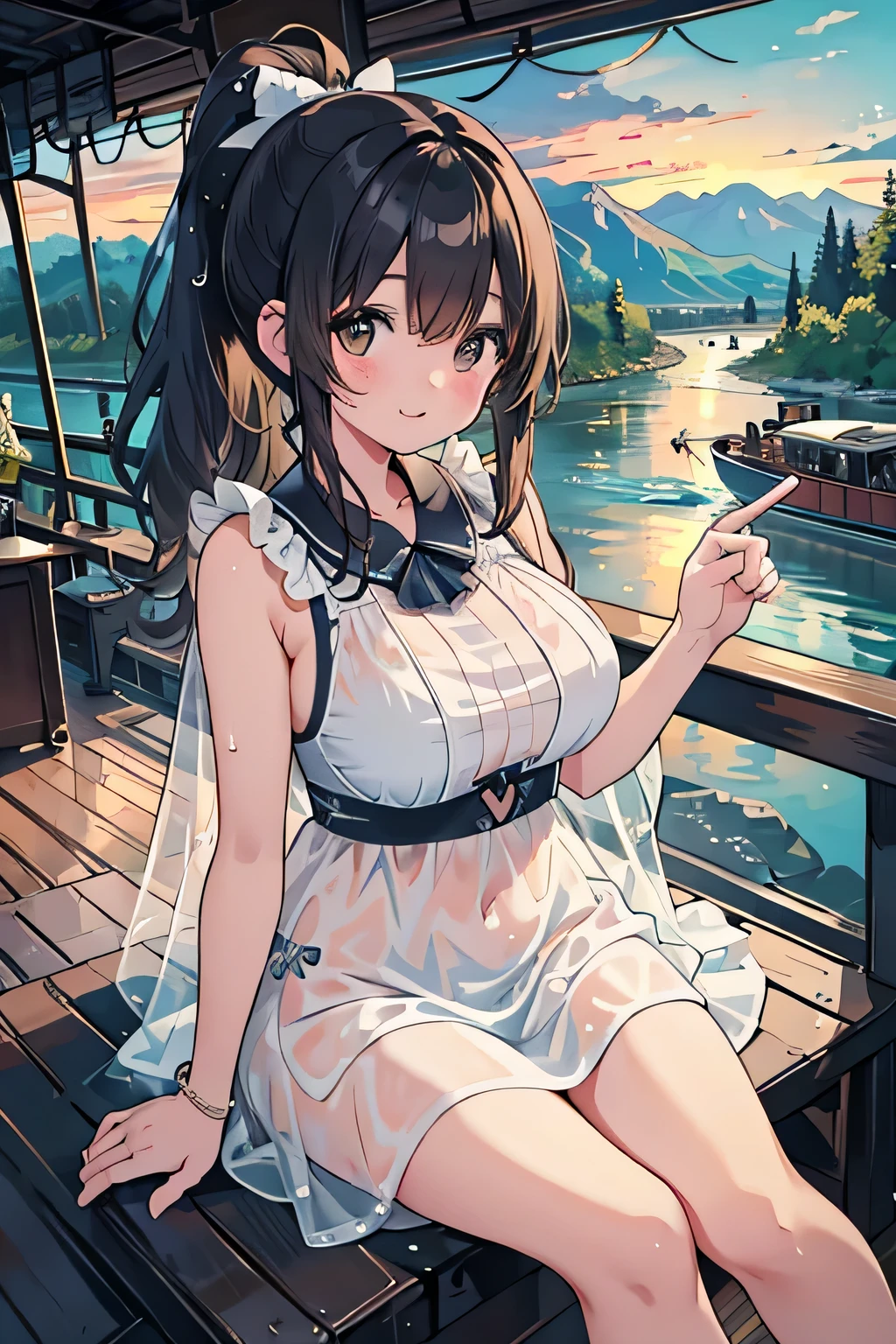 (highest quality:1.4)、(High resolution)、Detailed Background、(Beautiful face in every detail:1.4)、Anatomically correct、(Draw the usual number of fingers:1.2)、(Detailed facial expressions)、Beautiful, smooth skin、Beautiful age girl、(Three Women:1.2)、(Huge breasts:1.3)、brown hair、Black Hair、ponytail、Long Hair、Realistic、Perfect body line、cute、Cute gestures、Cowboy Shot、
Cut-out design swimsuit、Since you may get wet, wearing a chiffon cover-up will help you look sexy and stay comfortable.、See-through dress、Wear a bikini under a one-piece、The dress becomes transparent when wet、
(Woman enjoying river boat ride:1.5)、
This is one of the most popular spots for rafting on the Colorado River..、
Enjoy the spectacular views surrounded by overwhelming nature.、
Letting yourself go with the flow of the river、A unique experience with spectacular views of the surrounding rocky mountains.。.、
Down the river at dusk, You can enjoy the beautiful view of the sunset reflected on the river surface..、
Not only can you experience the natural beauty and historical value of the area,, You can also experience adventure.、Enjoy the bounty of nature、Enjoy a relaxing time on board、cute
