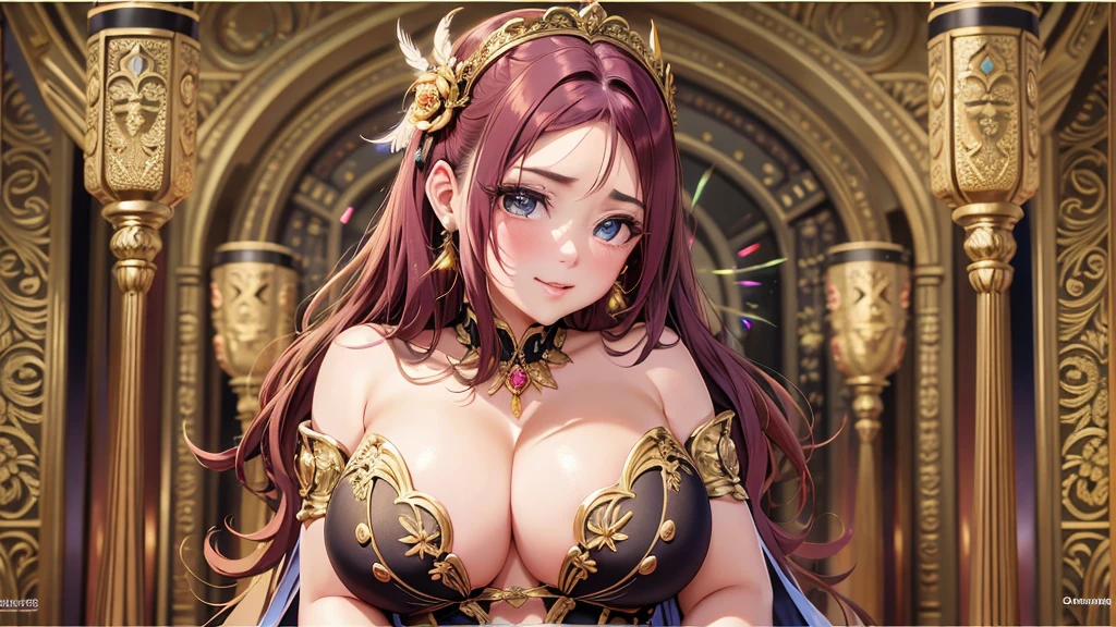 Big Breastsの女性, Blonde, colored feather, metal ornaments, colored Flowers, particle, Light, (masterpiece, 最high quality, 最high quality, Official Art, Beautiful and aesthetic:1.2), (1 girl:1.3), Very detailed,(Fractal Art:1.1),(colorful:1.1)(Flowers:1.3),Most detailed,(Dynamic pose), (Abstract background:1.3), (Shiny skin), (Many colors :1.4), ,(Earrings:1.4), (feather:1.4),masterpiece, 最high quality, 30~40 years, full body shot, Mature Woman, 美しい Mature Woman,Captivating smile, Thick lips, Plumpとした唇, blush, Looking at the audience, Provocative expression, Cleavage, Plump、Curvy Hips、Attractive face、Mischievous face、An inviting gaze、Expressing emotions,Standing position、gorgeous accessories different hairstyles，Gold headband，Ample breasts，Uneven buttocks，Greek clothing，Tulle covers the chest，Perfect balance, Detailed clothing details,Temple，marble，Statue of God，cinematic Lighting, Film Grain, contrast of Light and dark, 8k, masterpiece, Very detailed, Attention to detail, high quality, High resolution, masterpiece, 最high quality, Very detailed, Big Breasts, Are standing, Cowboy Shot, Looking at the audience, Outdoor, blush, 1 girl, (masterpiece:1.3), (High resolution), (8k), (Very detailed), Perfect Face, Beautiful eyes and face, (((最high quality))), (Very detailed), Detailed face and eyes, (alone), High resolution、Beautiful eyes,(((Sexy pose)))