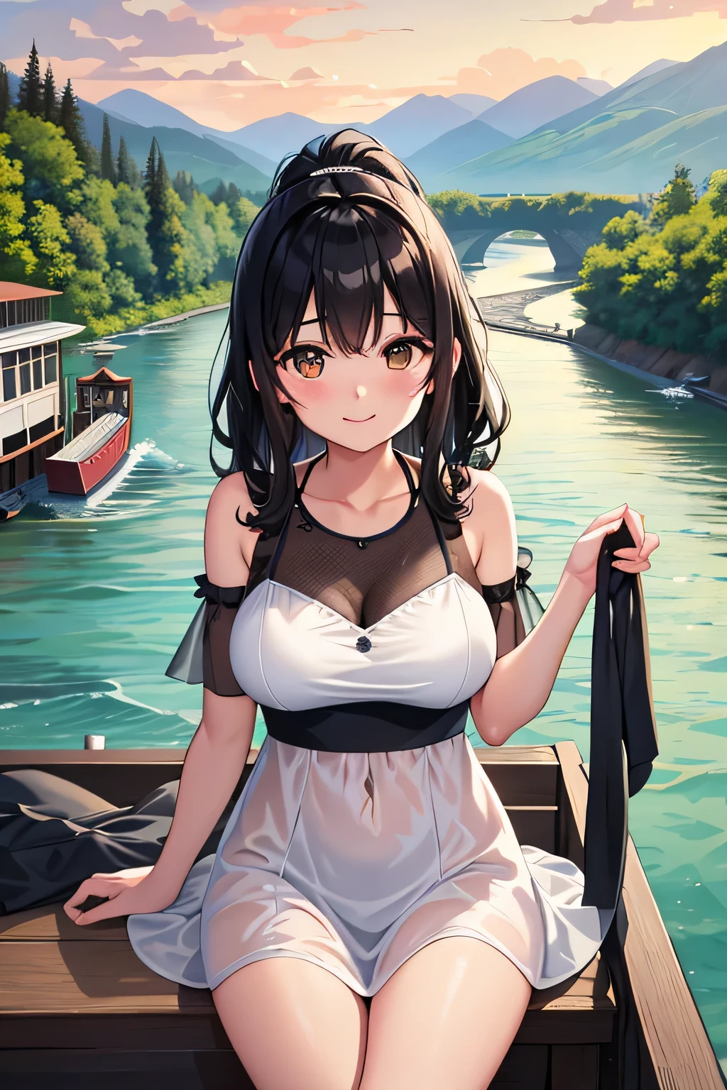 (highest quality:1.4)、(High resolution)、Detailed Background、(Beautiful face in every detail:1.4)、Anatomically correct、(Draw the usual number of fingers:1.2)、(Detailed facial expressions)、Beautiful, smooth skin、Beautiful teenage girl、(Three Women:1.2)、(Huge breasts:1.3)、brown hair、Black Hair、ponytail、Long Hair、Realistic、Perfect body line、cute、Cute gestures、Cowboy Shot、
Cut-out design swimsuit、Since you may get wet, wearing a chiffon cover-up will help you look sexy and stay comfortable.、See-through dress、Wear a bikini under a one-piece、The dress becomes transparent when wet、
(Woman enjoying river boat ride:1.5)、
This is one of the most popular spots for rafting on the Colorado River..、
Enjoy the spectacular views surrounded by overwhelming nature.、
Letting yourself go with the flow of the river、A unique experience with spectacular views of the surrounding rocky mountains.。.、
Down the river at dusk, You can enjoy the beautiful view of the sunset reflected on the river surface..、
Not only can you experience the natural beauty and historical value of the area,, You can also experience adventure.、Enjoy the bounty of nature、Enjoy a relaxing time on board、cute