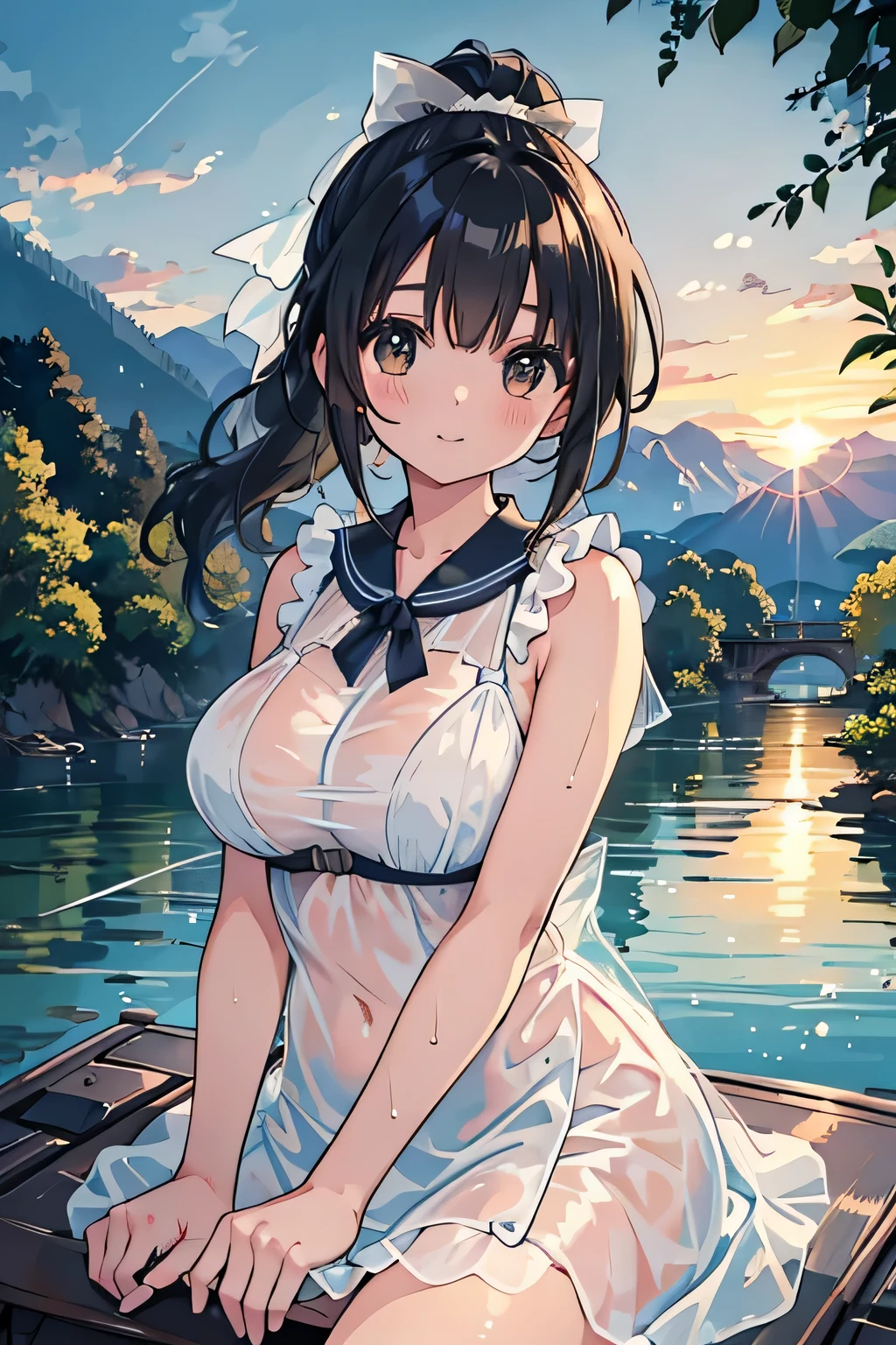 (highest quality:1.4)、(High resolution)、Detailed Background、(Beautiful face in every detail:1.4)、Anatomically correct、(Draw the usual number of fingers:1.2)、(Detailed facial expressions)、Beautiful, smooth skin、Beautiful age girl、(Three Women:1.2)、(Huge breasts:1.3)、brown hair、Black Hair、ponytail、Long Hair、Realistic、Perfect body line、cute、Cute gestures、Cowboy Shot、

Cut-out design swimsuit、Since you may get wet, wearing a chiffon cover-up will help you look sexy and stay comfortable.、See-through dress、Wear a bikini under a one-piece、The dress becomes transparent when wet、

(Woman enjoying river boat ride:1.5)、

This is one of the most popular spots for rafting on the Colorado River..、
Enjoy the spectacular views surrounded by overwhelming nature.、
Letting yourself go with the flow of the river、A unique experience with spectacular views of the surrounding rocky mountains.。.、
Down the river at dusk, You can enjoy the beautiful view of the sunset reflected on the river surface..、

Not only can you experience the natural beauty and historical value of the area,, You can also experience adventure.、Enjoy the bounty of nature、Enjoy a relaxing time on board、cute
