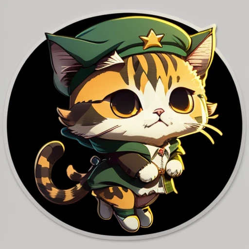 Sticker, cute cartoon of, Anime style, Cute cartoon sticker of a cat in beret and boots