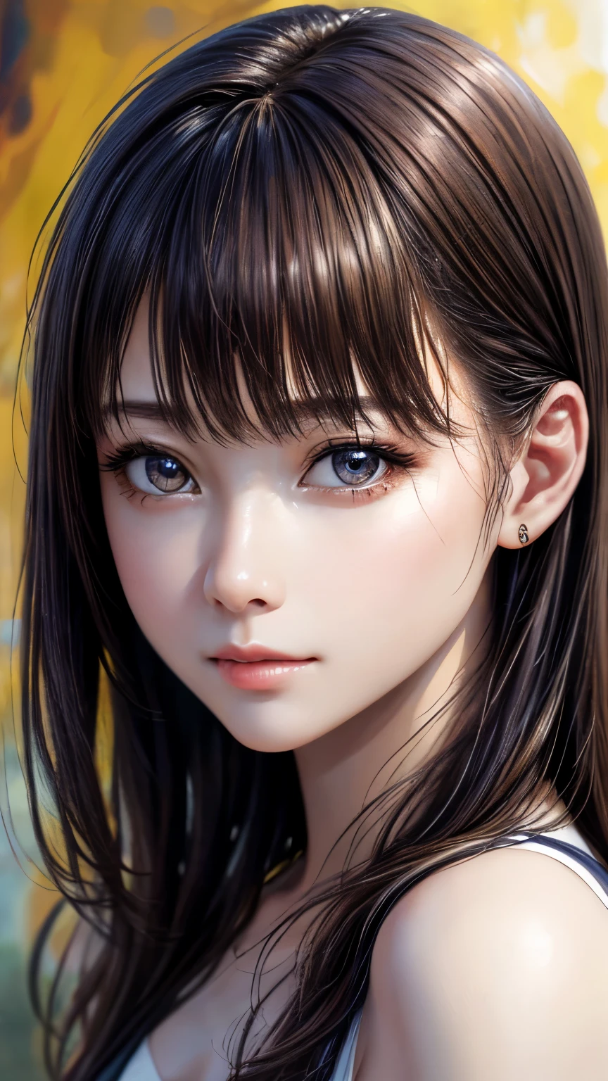 (highest quality、8k、32k、masterpiece)、(Realistic)、(Realistic:1.2)、(High resolution)、Very detailed、Very beautiful face and eyes、1 girl、Round and small face、Tight waist、Delicate body、(highest quality、Attention to detail、Rich skin detail)、(highest quality、8k、Oil paint:1.2)、Very detailed、(Realistic、Realistic:1.37)、Bright colors