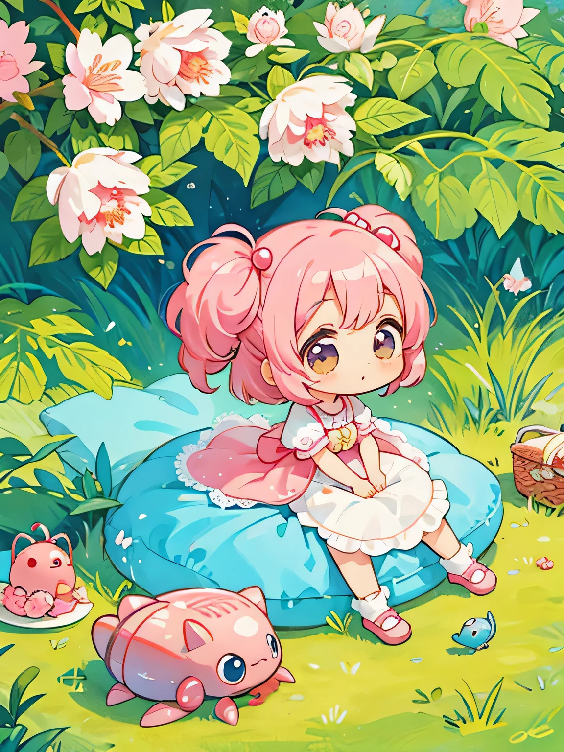 Momoko Sakura Style, Kawaii Design, most beautiful girl ever、Chibi, cute pillbug、picnic