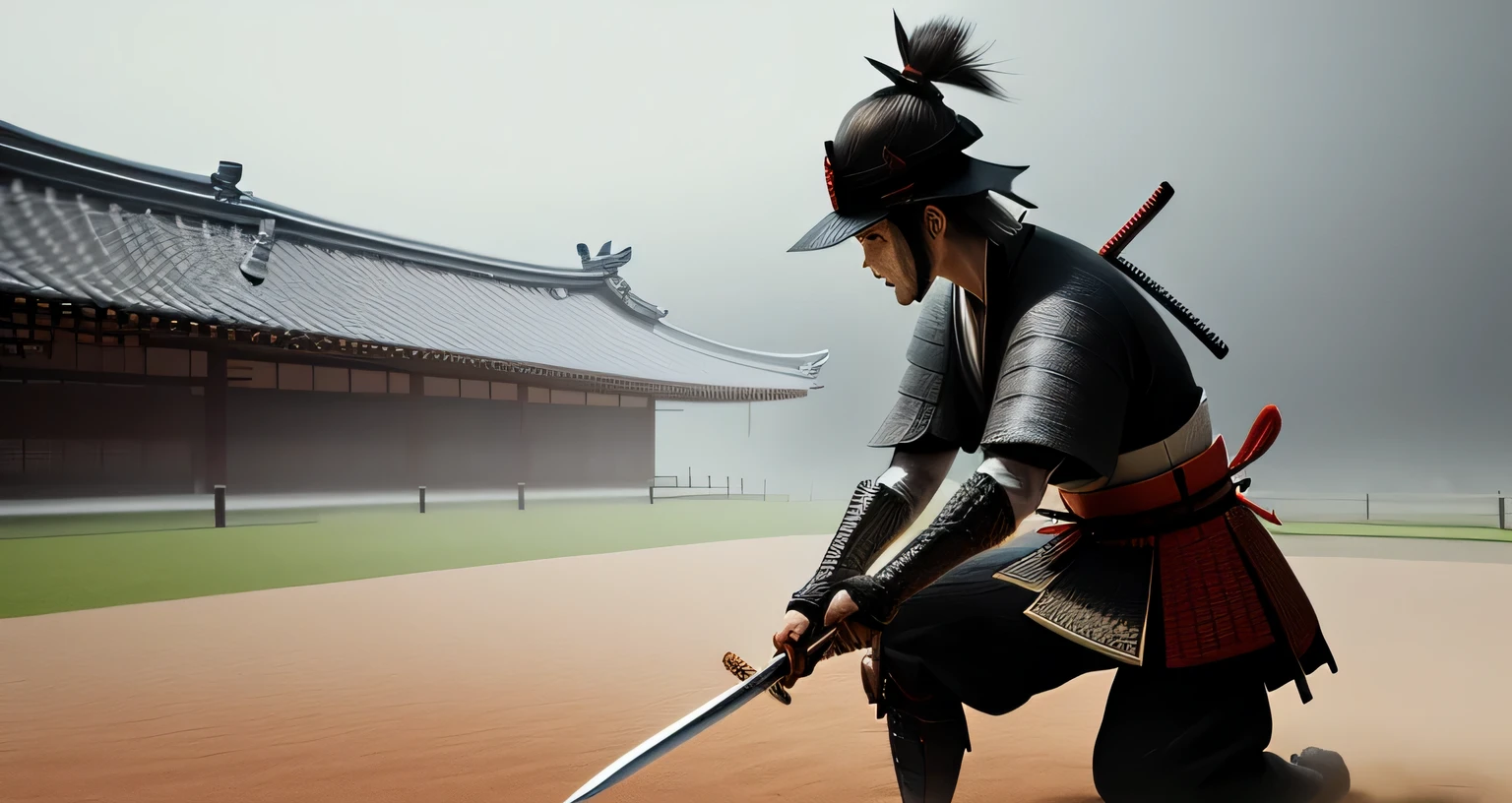 Samurai sword stuck in the ground