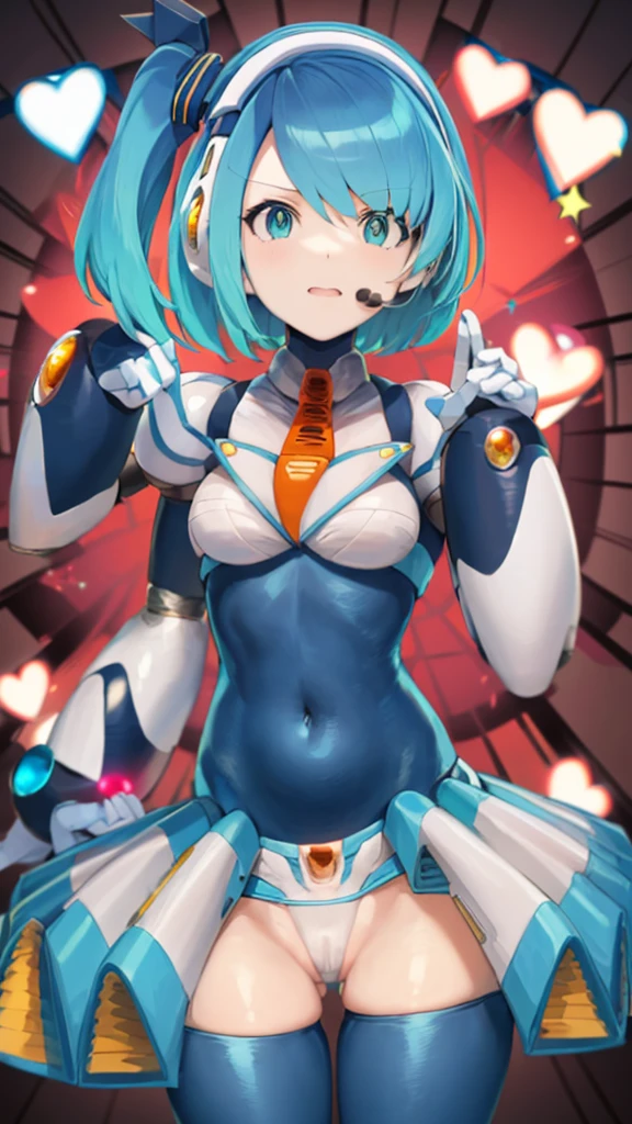 rico_MegamanXD, 1 girl, looking at the viewer, simple background, touching her vagina with her own hand, Masturbating with his own hand , blue hair, Blue eyes, micro bikini