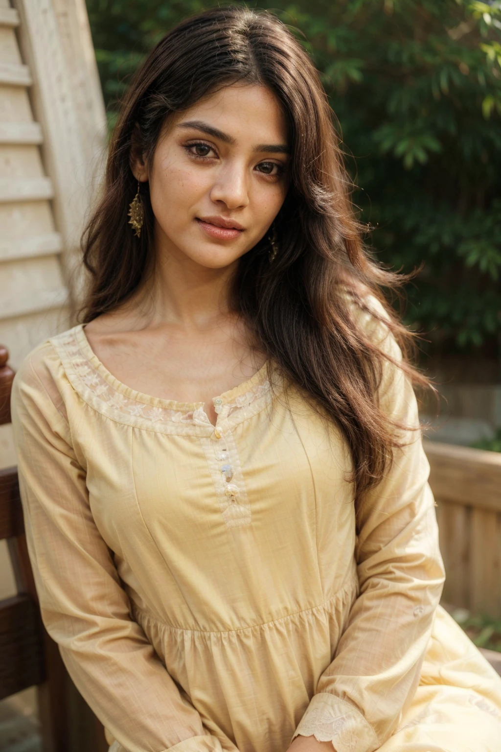 south asian facial features. girl. Should look very beautiful. pretty. Highly detailed and hyper realistic. The skin texture should be highly detailed and extremely accurate. thick black hair and brown eyes. Face must be accurate. Highly detailed face and facial features. Extremely accurate representation of face and facial features. Face should be highly detailed and hyper realistic. Every thing from the body should be extremely perfect and realistic. hyper realistic. Skin texture is natural and realistic. Face is realistic and extremely detailed. Eyes are detailed and accurate. Highly accurate. eyes should be realistic and accurate. hyper detailed. perfect details. realistic proportions. hyper realistic skin texture. smiling. black eyes. eyes are black.