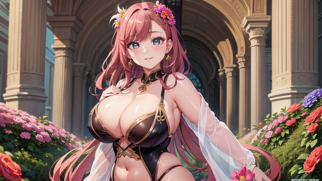 Big Breastsの女性, Blonde, colored feather, metal ornaments, colored Flowers, particle, Light, (masterpiece, 最high quality, 最high quality, Official Art, Beautiful and aesthetic:1.2), (1 girl:1.3), Very detailed,(Fractal Art:1.1),(colorful:1.1)(Flowers:1.3),Most detailed,(Dynamic pose), (Abstract background:1.3), (Shiny skin), (Many colors :1.4), ,(Earrings:1.4), (feather:1.4),masterpiece, 最high quality, 30~40 years, full body shot, Mature Woman, 美しい Mature Woman,Captivating smile, Thick lips, Plumpとした唇, blush, Looking at the audience, Provocative expression, Cleavage, Plump、Curvy Hips、Attractive face、Mischievous face、An inviting gaze、Expressing emotions,Standing position、gorgeous accessories different hairstyles,Gold headband,Ample breasts,Uneven buttocks,Greek clothing,Tulle covers the chest,Perfect balance, Detailed clothing details,Temple,marble,Statue of God,cinematic Lighting, Film Grain, contrast of Light and dark, 8k, masterpiece, Very detailed, Attention to detail, high quality, High resolution, masterpiece, 最high quality, Very detailed, Big Breasts, Are standing, Cowboy Shot, Looking at the audience, Outdoor, blush, 1 girl, (masterpiece:1.3), (High resolution), (8k), (Very detailed), Perfect Face, Beautiful eyes and face, (((最high quality))), (Very detailed), Detailed face and eyes, (alone), High resolution、Beautiful eyes,(((Sexy pose)))、(((Full body depiction)))