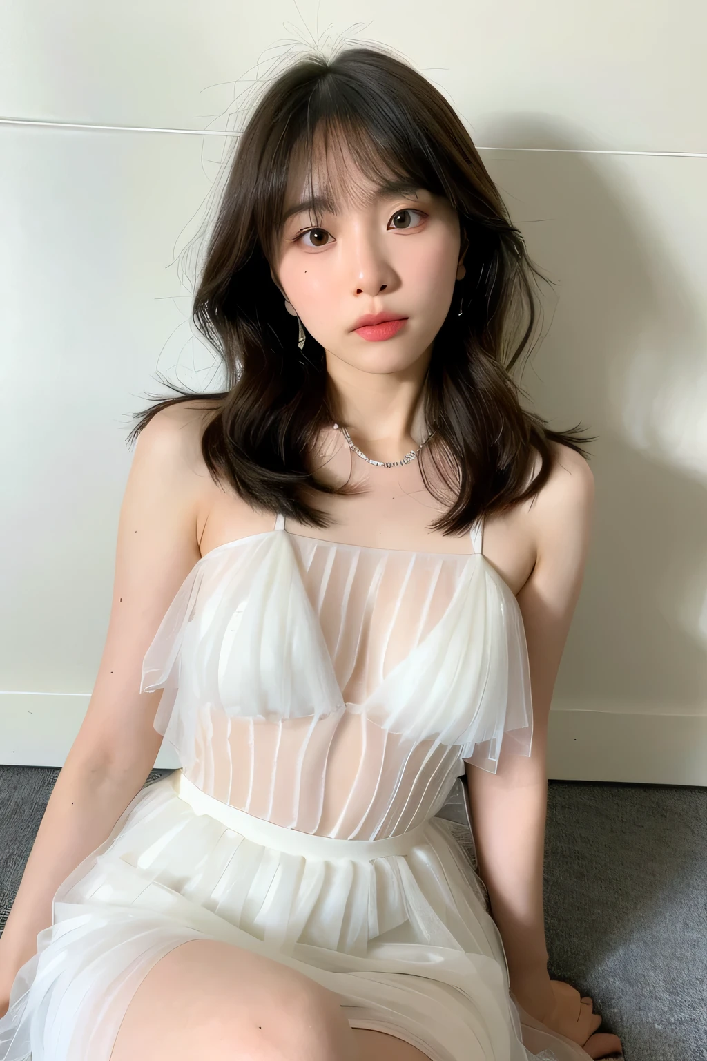 ((best quality)), ((masterpiece)), (detailed), perfect face
Beautiful korean woman wearing transparent dress 