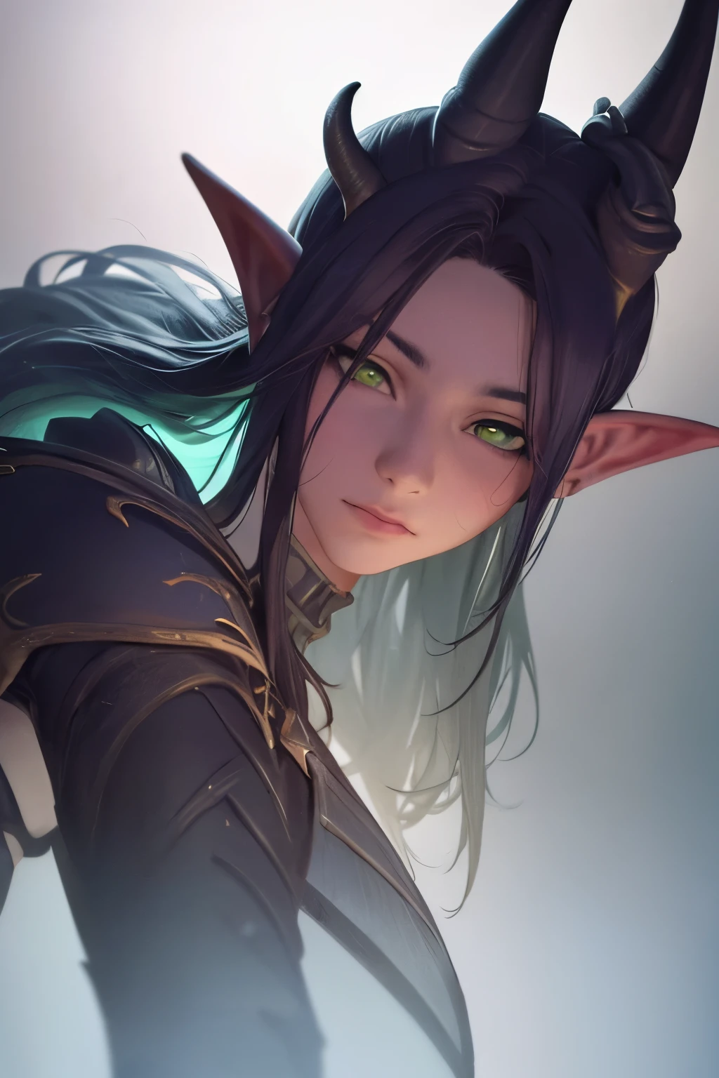 (best quality,4k,8k,highres,masterpiece:1.2),ultra-detailed,realistic:1.37,(Digital art),Pixelated,male,detailed facial features,fantasy goblin,emerald green eyes,pointed ears,fantasy bag wearer,lush darkness background,pastel color palette,soft and dreamy lighting
