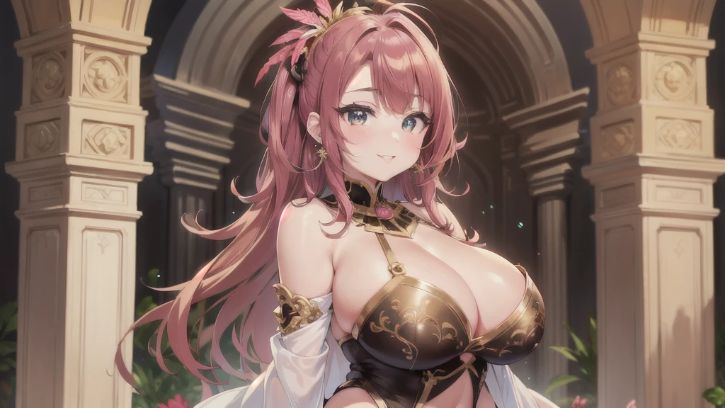 Big Breastsの女性, Blonde, colored feather, metal ornaments, colored Flowers, particle, Light, (masterpiece, 最high quality, 最high quality, Official Art, Beautiful and aesthetic:1.2), (1 girl:1.3), Very detailed,(Fractal Art:1.1),(colorful:1.1)(Flowers:1.3),Most detailed,(Dynamic pose), (Abstract background:1.3), (Shiny skin), (Many colors :1.4), ,(Earrings:1.4), (feather:1.4),masterpiece, 最high quality, 30~40 years, full body shot, Mature Woman, 美しい Mature Woman,Captivating smile, Thick lips, Plumpとした唇, blush, Looking at the audience, Provocative expression, Cleavage, Plump、Curvy Hips、Attractive face、Mischievous face、An inviting gaze、Expressing emotions,Standing position、gorgeous accessories different hairstyles,Gold headband,Ample breasts,Uneven buttocks,Greek clothing,Tulle covers the chest,Perfect balance, Detailed clothing details,Temple,marble,Statue of God,cinematic Lighting, Film Grain, contrast of Light and dark, 8k, masterpiece, Very detailed, Attention to detail, high quality, High resolution, masterpiece, 最high quality, Very detailed, Big Breasts, Are standing, Cowboy Shot, Looking at the audience, Outdoor, blush, 1 girl, (masterpiece:1.3), (High resolution), (8k), (Very detailed), Perfect Face, Beautiful eyes and face, (((最high quality))), (Very detailed), Detailed face and eyes, (alone), High resolution、Beautiful eyes,(((Sexy pose)))、(((Full body depiction)))