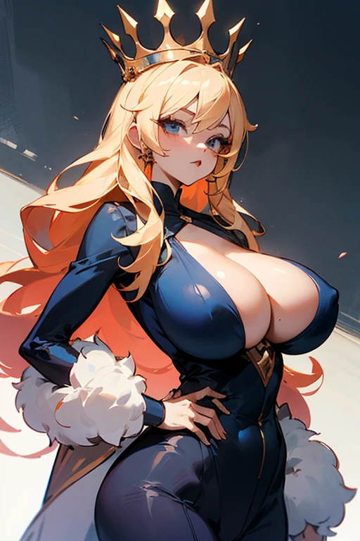 queen ant as an anime girl with big breast with a boy near her