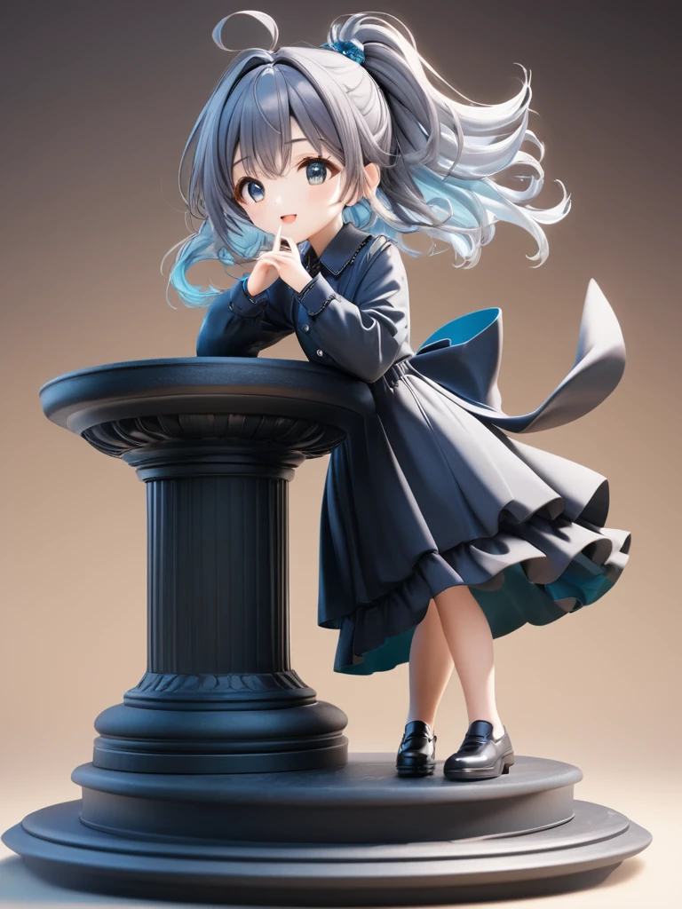 3D figure, a photo of an figure, full body, high quality photo, wild and bautiful 1girl, simple and flat background, (masterpiece:1.2), (best quality),(ultra detailed),(extremely detailed),(absolutely resolution) ,absurdres,8k,
BREAK, 1girl, solo, high-detailed-eyes, gradation hair, messy hair, blowing kiss, smile, on-pedestal,,