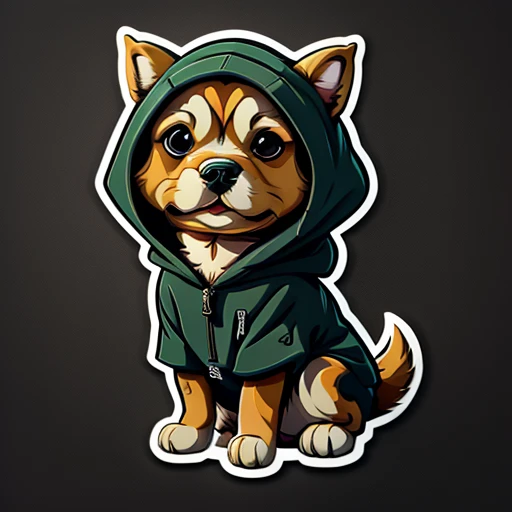 Sticker, cute cartoon of, Anime style, vectorize, Cute cartoon sticker of bipedal dog wearing hoodie