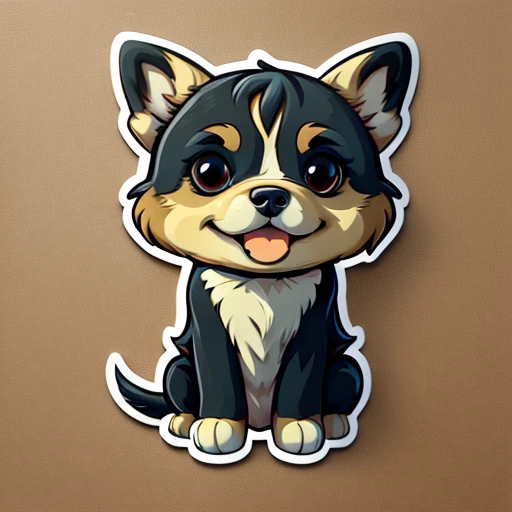 Sticker, cute cartoon of, Anime style, vectorize, Cute cartoon sticker of bipedal dog , Hurray!