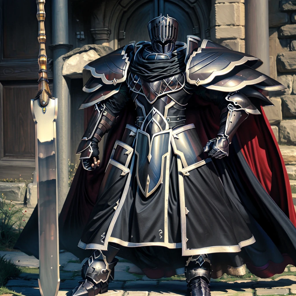 (masterpiece, best quality, detailed:1.2)
BlackKnight_fe,
Armor,
Cape,
Helmet,
Sword,rd,
shield,
cloak is black.
