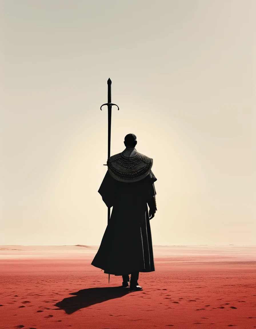 in style of Scarlett Hooft Graafland, Sword bearer, ink art, side view 