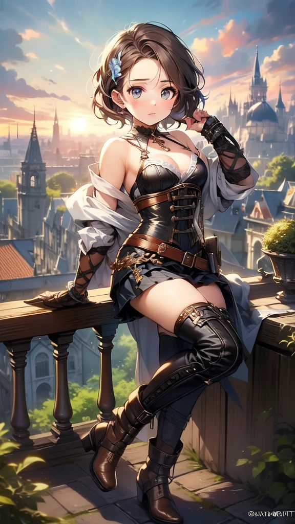 ((masterpiece, highest quality, Best image quality, High resolution)), ((High-definition CG synthesis 8K wallpaper)), steampunk、Young and cute girl,(((See-through underwear)))、The subjects were/Her back view、Butt、 dream-like, Turn around and laugh,Anal
