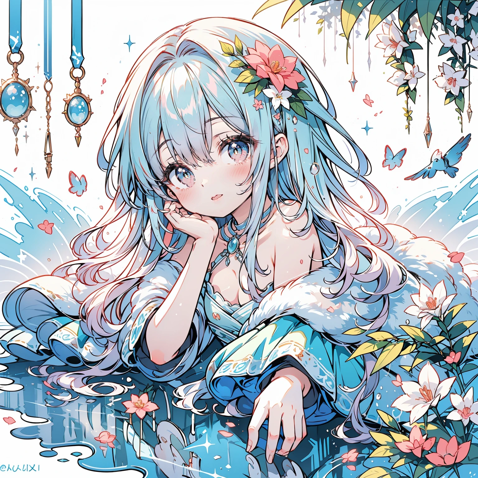 (Exquisite, beautiful, Very detailed, masterpiece, high quality,High resolution),(Well-formed face,soft thin lines: 1.2, Beautiful and delicate illustrations with a mature and transparent feel, Pixiv-inspired anime illustration,Cute pastel-colored girl illustrations that go viral among Japanese people on Twitter),beautiful花々,petal,(She has fluffy, droopy rabbit ears and a big, fluffy tail growing from her waist.,Wearing fluffy gloves and socks,very ***********),Happy and relaxed on a fluffy cloud,Fluffy and soft clothes with lace, frills and ribbons,beautiful毛並み,barefoot,(Short eyebrows,Pale pink blush, Plump pink lips,Small Nose,Double teeth,When I smile, my canines are visible,Eyes of the Beast,Quite large and fluffy bust,Open chest,Fair skin, Good style),Bright colors,Eye-catching colors,Dynamic Angles,defenseless,The fur is fluffy and soft