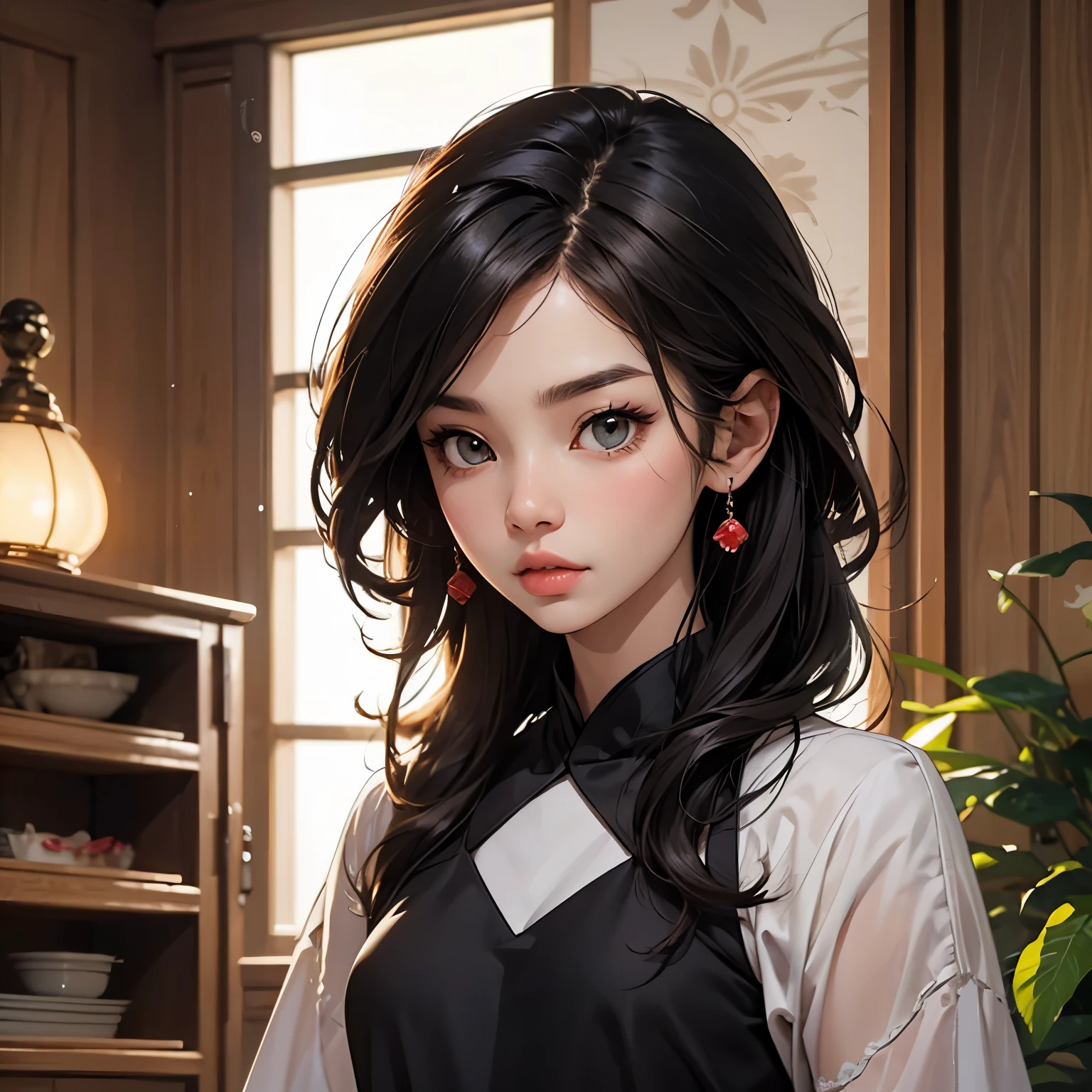 alafed asian woman,Long hair and black top, Shin Jinying, jaeyeon nam, Lee Ji-eun, lee ji eun, portrait of female korean idol, Gorgeous young Korean woman, Beautiful young Korean woman, beautiful Korean women, hwang se - on, Choi Hyun-hwa, cute korean actress, young lovely Korean faces, bae suzy
