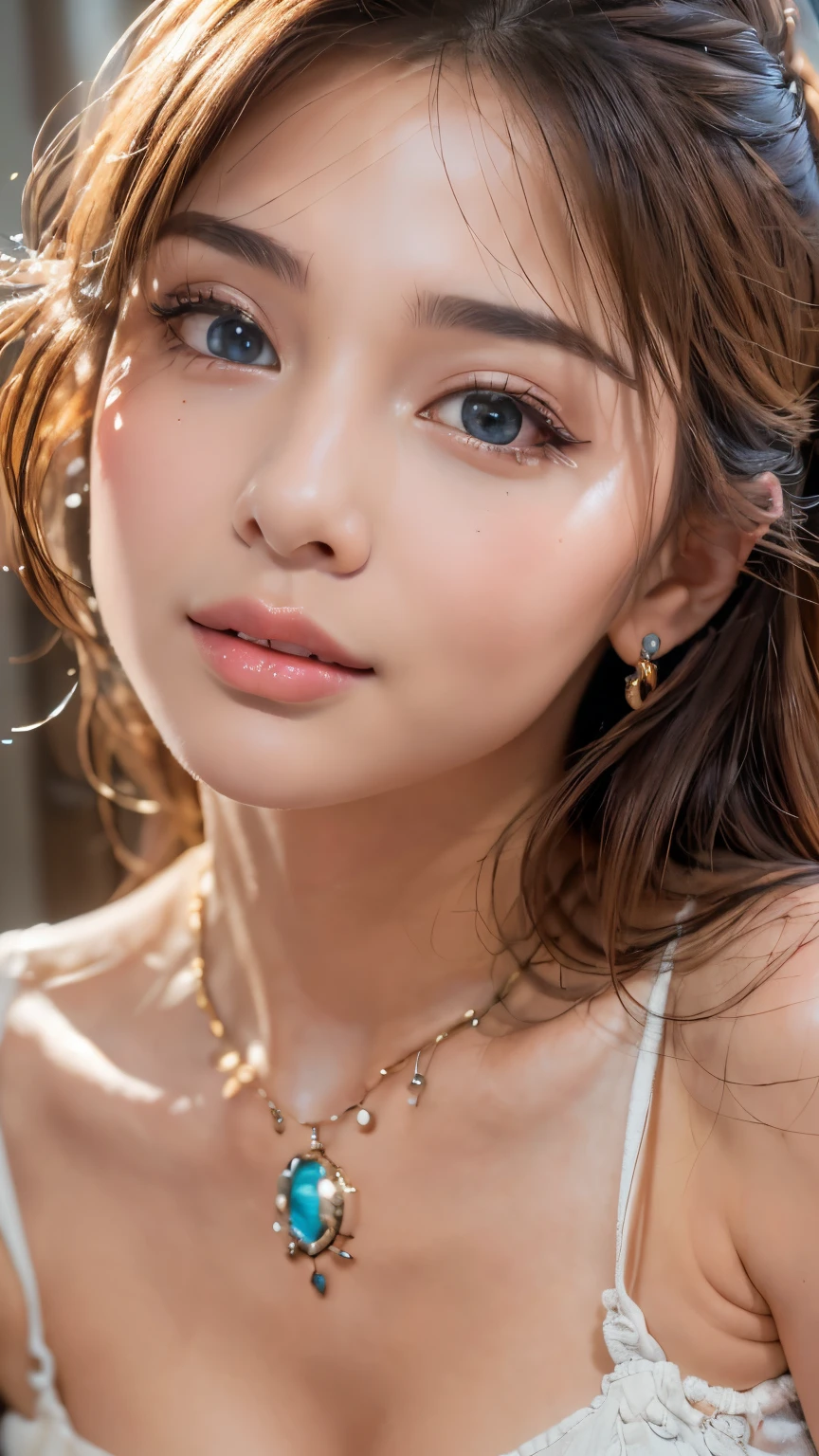 (highest quality、8k、32k、masterpiece)、(Realistic)、(Realistic:1.2)、(High resolution)、Very detailed、Very beautiful face and eyes、1 girl、Round and small face、Tight waist、Delicate body、(highest quality、Attention to detail、Rich skin detail)、(highest quality、8k、Oil paint:1.2)、Very detailed、(Realistic、Realistic:1.37)、Bright colors