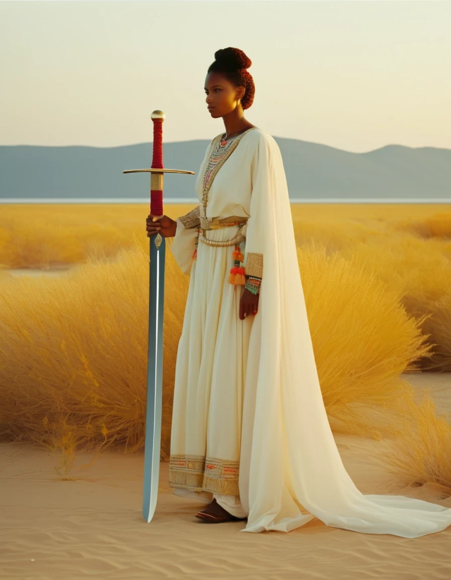 in style of Scarlett Hooft Graafland,Sword bearer, full body, flat color illustration