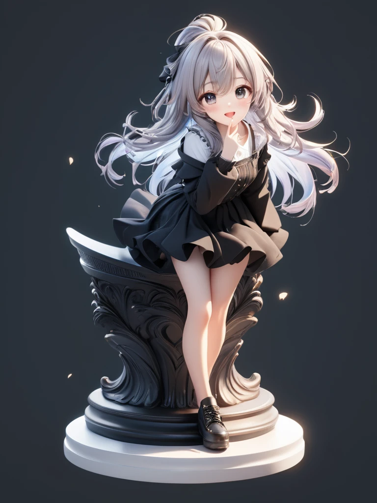 3D figure, a photo of an figure, full body, high quality photo, wild and bautiful 1girl, simple and flat background, (masterpiece:1.2), (best quality),(ultra detailed),(extremely detailed),(absolutely resolution) ,absurdres,8k, 
BREAK, 1girl, solo, high-detailed-eyes, gradation hair, messy hair, blowing kiss, smile, on-pedestal,, 