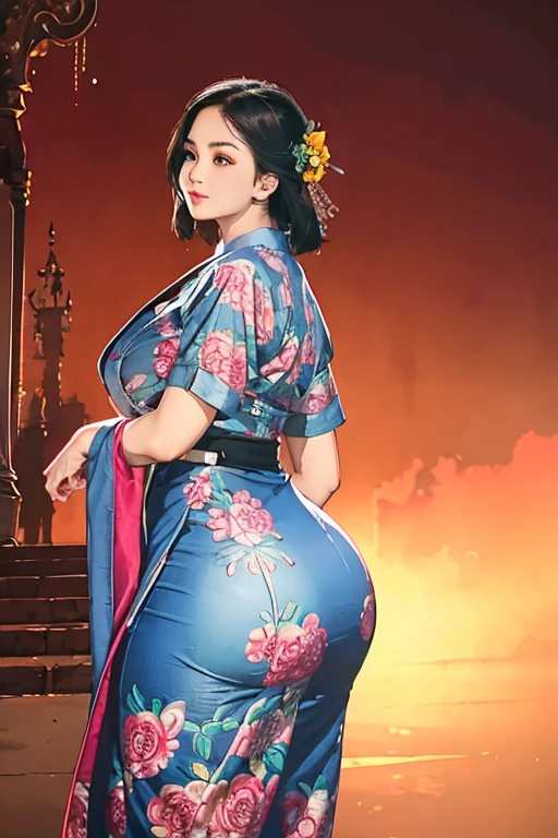 a beautiful girl in vintage colors aodai, masterpiece ,(Dye painting)  ( all color   dress ) wrapped in a large flower print( flower silk ..... with  ) best quality, realistic:1.3, street, cyberpunk, holding bundle of adubon sunlight, backlighting, (well pper Adhere to clear natural light hdr))full budy, big ass (Remove extra limbs, remove accurately) intricate scene, artstation, intricate details, vignettefulbudy(cartoon)