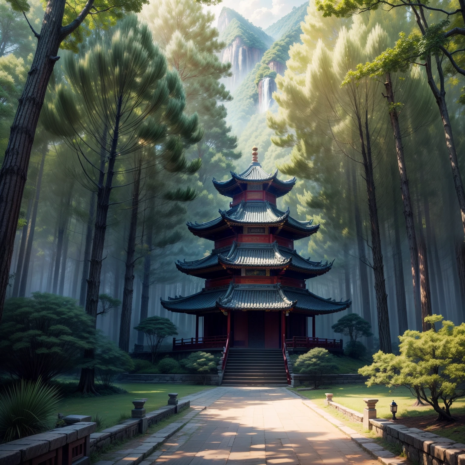 best quality,Masterpiece,The great Feitian Kingdom of the Chinese Empire was located in the middle of a large forest.