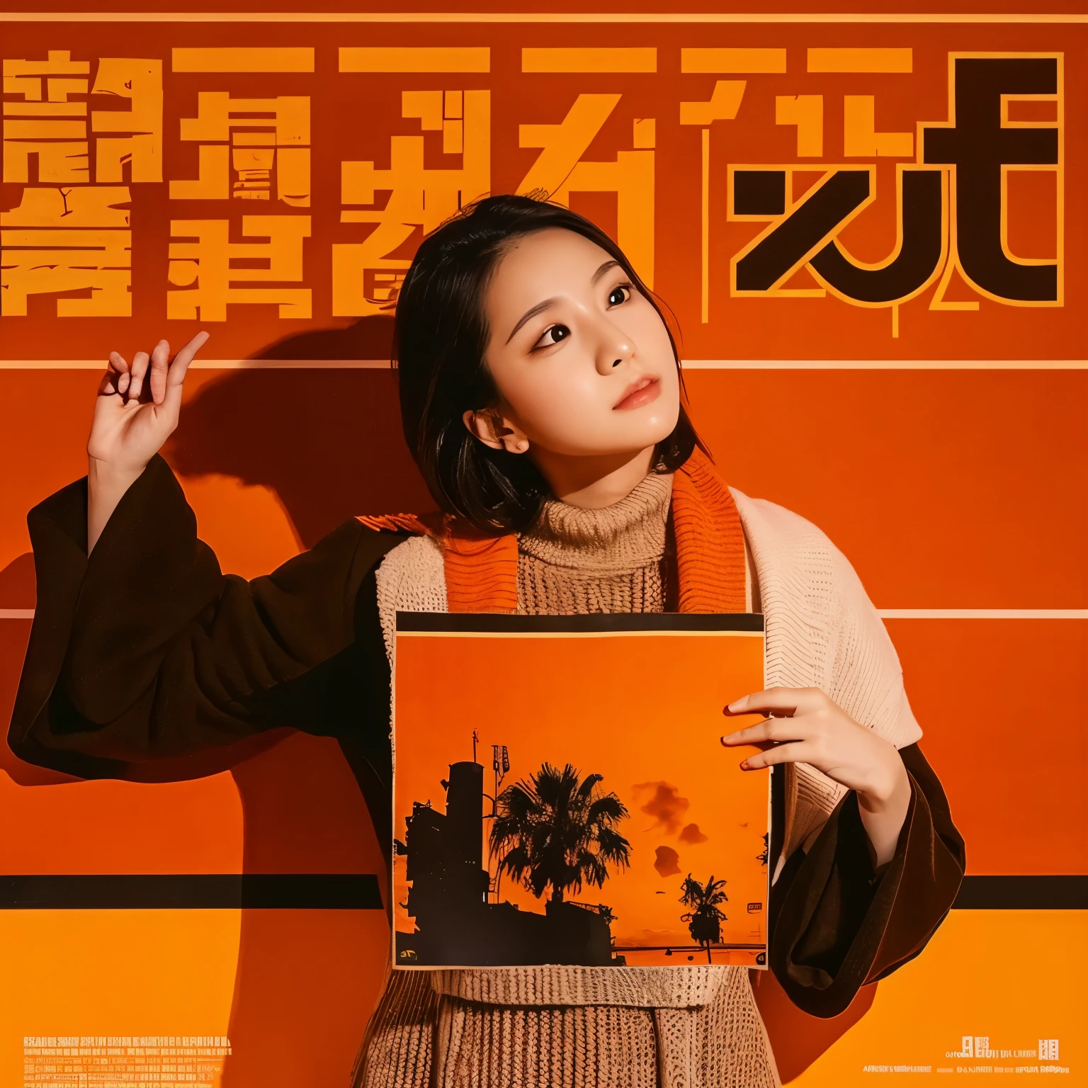 Make a poster The background is orange
