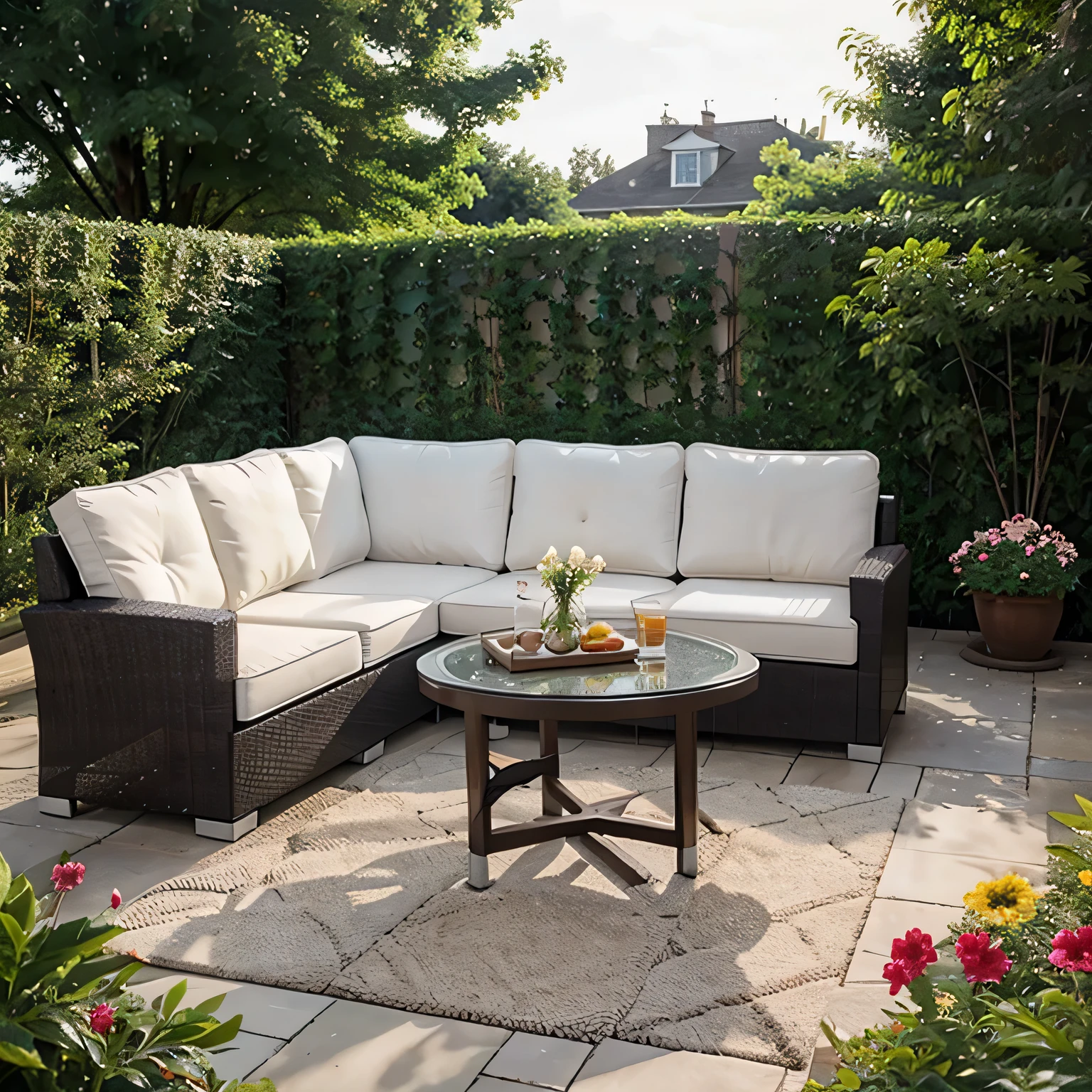 Transform Your Patio into a Floral Paradise with These Creative Flower Bed Designs comfortable seating areas amidst the flowers