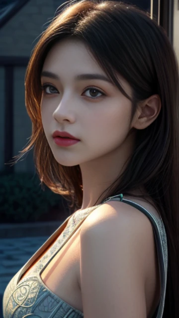 (8k, masterpiece, best quality), ultra-detailed, detailed beautiful round eyes, beautifully detailed face, high quality, high resolution, 1 girl, medium breast, (Devine cloth:1.5), nighttime, night garden background, (LOOKING AT VIEWER:1.3), (female focus:0.886) SUPER TEXTURE, UNREAL ENGINE RENDER, PHYSICALLY-BASED RENDERING, ULTRA HIGHT DEFINITION, 16K, 1080P.realistic, photorealistic, masterpiece, beautiful, (masterpiece, best quality, highres:1.2), (photorealistic:1.2), (intricate and beautiful:1.2), (detailed light:1.2), (soft lighting, side lighting, reflected light), (colorful, dynamic angle), fashion photography,dynamic pose, light passing through hair, (official art), (perfect skin), natural lighting,